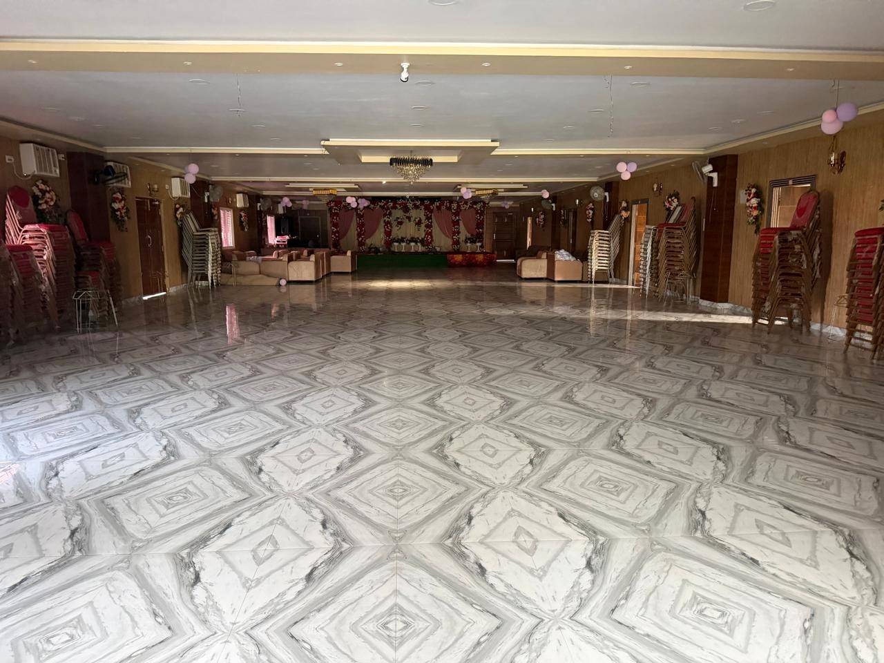 Expansive hall floor in natural daylight