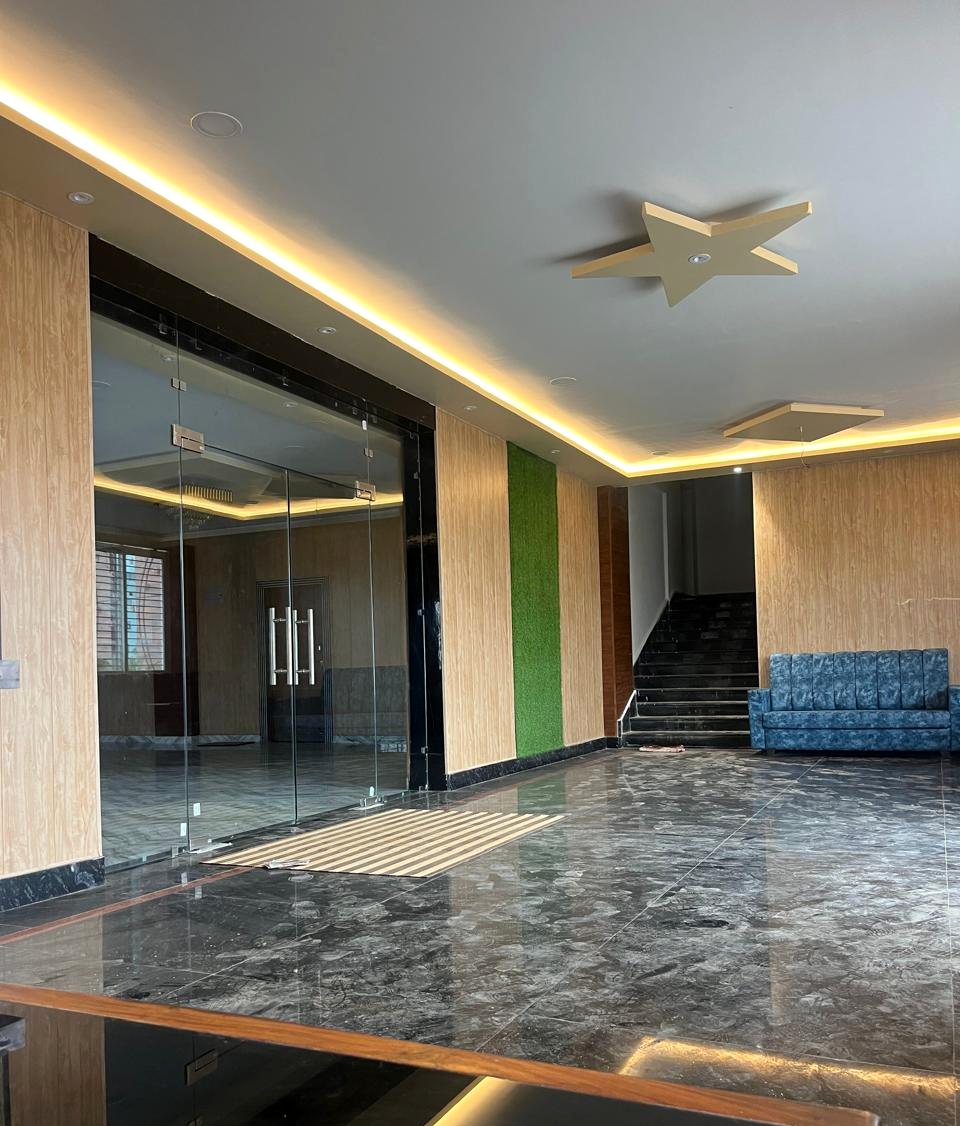 Grand reception lobby with polished marble floor